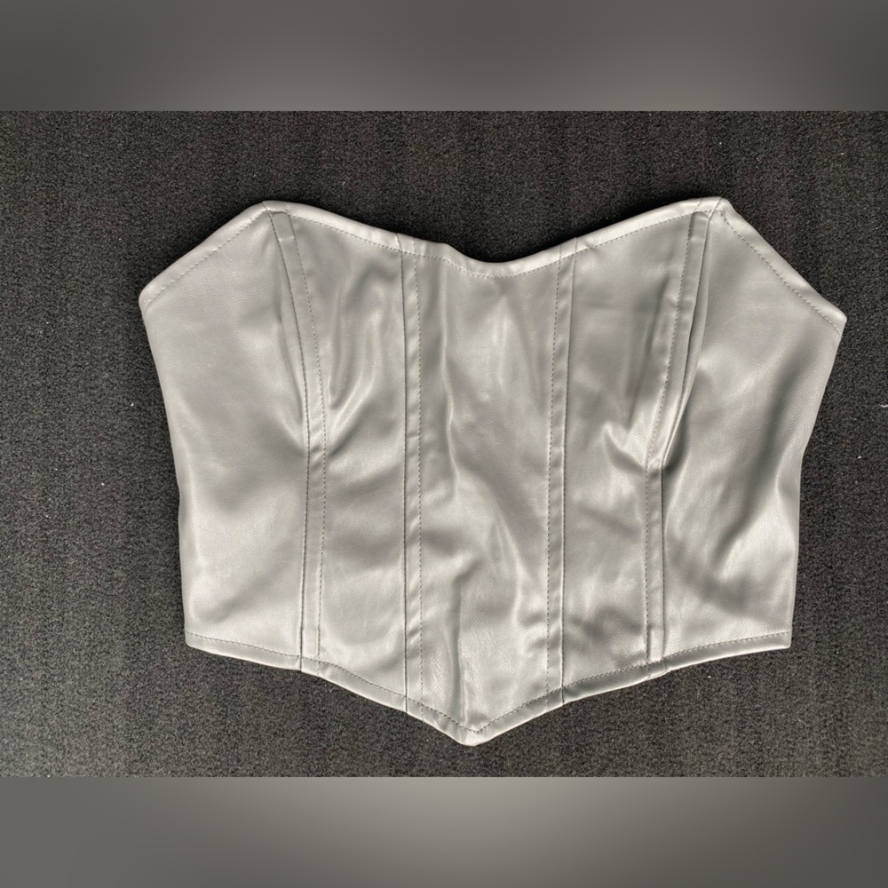 Gray leather princess Polly top